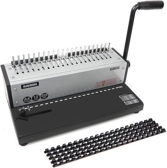 Rayson SD-1201 Binding Machine Punching and Binding with Combs Set - 21 Hole/ 200 Sheets Paper Comb Binder