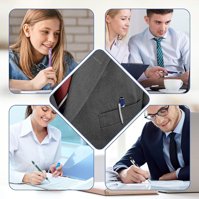 Leinuosen 48 Pcs Ballpoint Pen with Stylus Tip 1.0 mm/ 0.04 Inch Black Ink Metal Stylus Pen for Touch Screens 2 in 1 Stylus Ballpoint