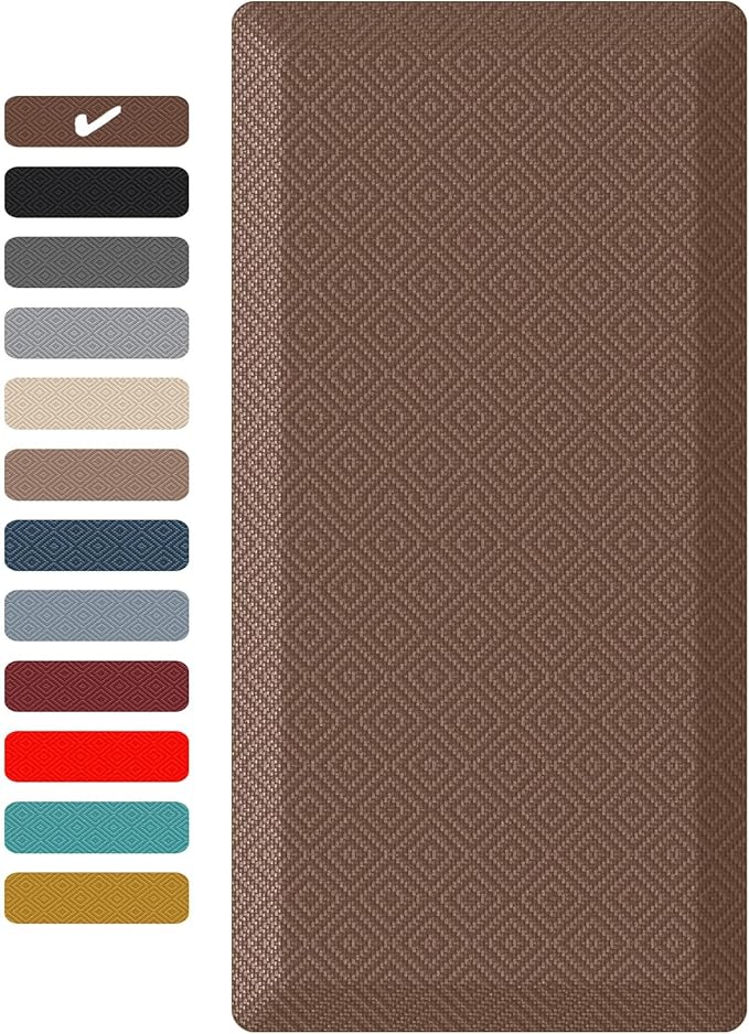 Ophanie Kitchen mats for Floor, 3/4 inch Thick, Kitchen Rugs, Anti Fatigue Standing Cushioned Mat, Waterproof,Comfort Ergonomic mat for Office, Home, Sink, 20''x39'' Brown Non-Slip Bottom