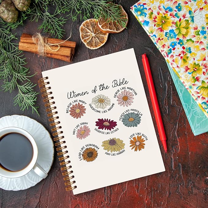 JXREQ Floral Christian Bible Notebook Journal for Women Note Taking, Religious Prayer Journal for Women Gifts, Scripture Journal, Church Notes Notebook 5.5x8.3