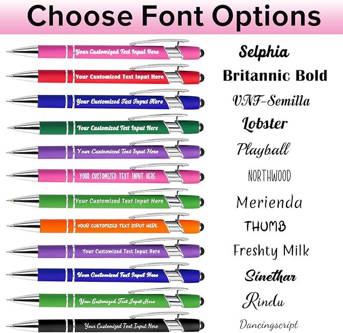 Up to 150 Pcs Personalized Ballpoint Pen Custom Pens Free Engraved Bulk with Name Logo Soft Black Ink Stylus with Touch Metal Office Gift for Anniversaries Graduations Birthdays
