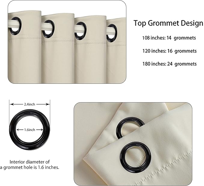 BONZER Room Divider Blackout Curtain Extra Wide Room Darkening Total Privacy Wall Noise Reducing for Living Room, 96L x 150W Inch (8L x 12.5W ft), 1 Panel, Cream