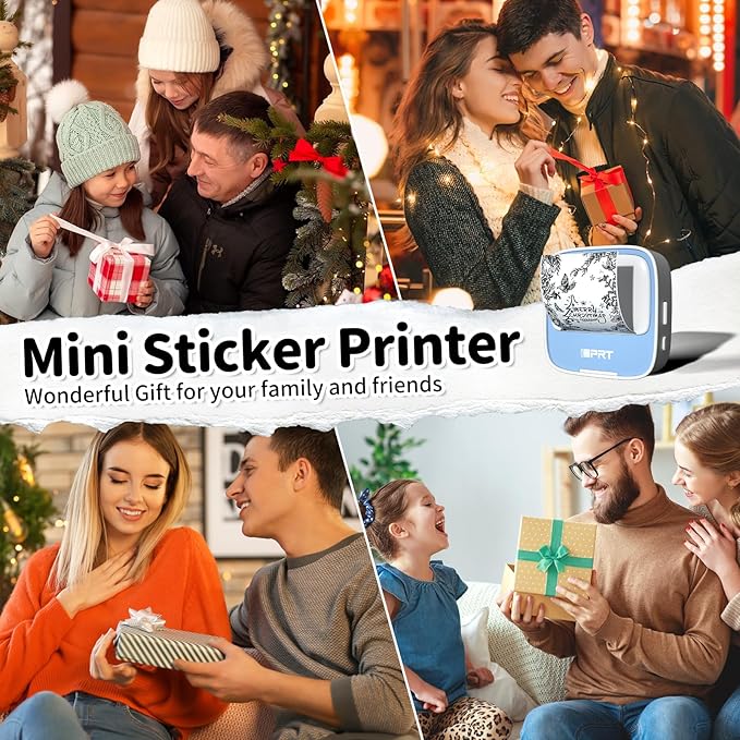 iDPRT Portable Mini Thermal Sticker Printer, Bluetooth Inkless Printers with 1 Roll Sticker Paper, Sticker Machine Efficiently and Quickly, for Notes, Journal, DIY, Kids Gift