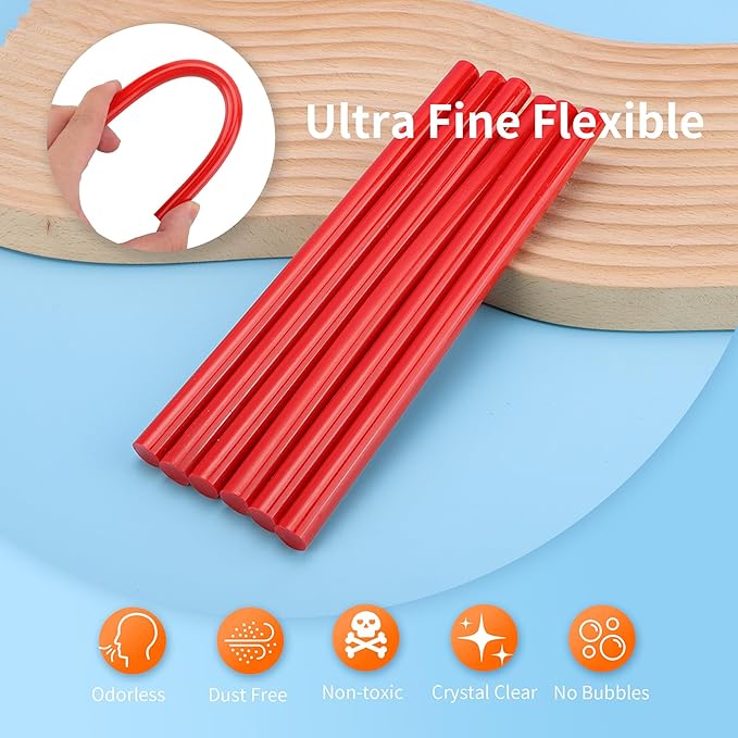 MATUFF Red hot Glue Sticks Full Size 0.43” Dia x 8” Long, 52 pcs Hot melt Adhesive Glue Sticks, All-Purpose Colored Glue Gun Sticks for Christmas Decoration Crafts Arts School Home Repair Bonding