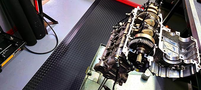 Rhino Mats, American Classic Diamond Anti-Fatigue Mats, Industrial Ergonomic Comfort Standing Mat for Work, Home, Garage, Office, Kitchen or Anywhere (Black 9/16" Thick, 2 FT. x 7 FT.)