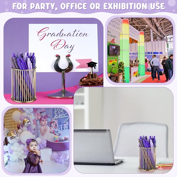 50 Pcs Ballpoint Pens Bulk Retractable Writing 1. 0 mm Black Ink Cute Pens Smooth Writing Color Fancy Gift for Teacher Student Employee Office School Home Baby Shower Supplies (Purple Series)