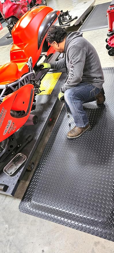 Rhino Mats, American Classic Diamond Anti-Fatigue Mats, Industrial Ergonomic Comfort Standing Mat for Work, Home, Garage, Office, Kitchen or Anywhere (Black 9/16" Thick, 4 FT. x 21 FT.)