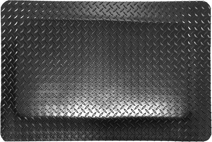 Rhino Mats, American Classic Diamond Anti-Fatigue Mats, Industrial Ergonomic Comfort Standing Mat for Work, Home, Garage, Office, Kitchen or Anywhere (Black 9/16" Thick, 4 FT. x 16 FT.)