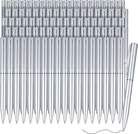 Teling 72 Pcs Small Ballpoint Pen Mini Pens Bulk 4 Inch Short Small Tiny Black Ink Ballpoint Writing Tool for Notebook Pockets Signature Notepads School Office(Silver,Classic Style)