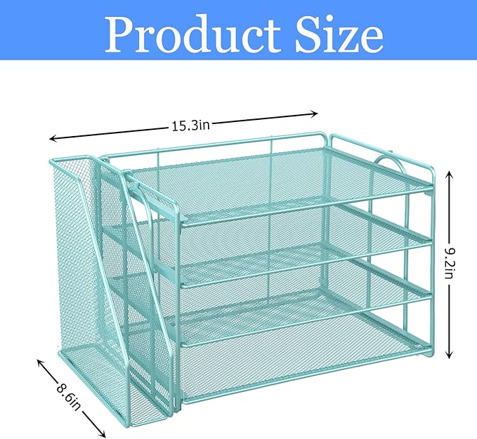 gianotter 4-Tier Paper Organizer With Magazine Holder, Desk Organizers and Accessories, Blue Desk Accessories, File Organizer for Office Supplies Storag(Blue)