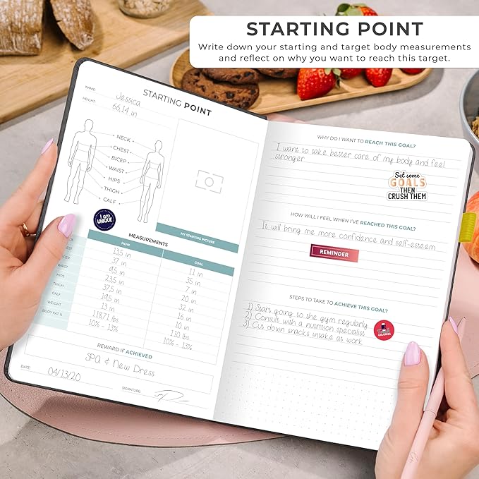 Clever Fox Weekly Meal Planner - Weekly & Daily Meal Prep Journal with Shopping and Grocery Lists for Menu Planning, Healthy Diet & Weight Loss Tracking, Lasts 1 Year, Undated, A5 - Black