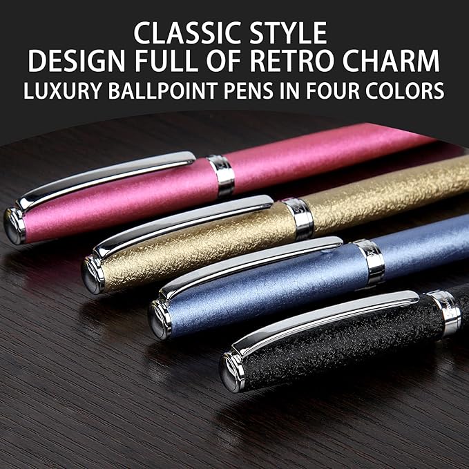 Nice pens,luxury pen with cace,fancy pens Ballpoint Pen Smooth writing experience stylish design effortless writing executive pen-Gift Box with 0.5mm Black 2 Extra Refill (Black)