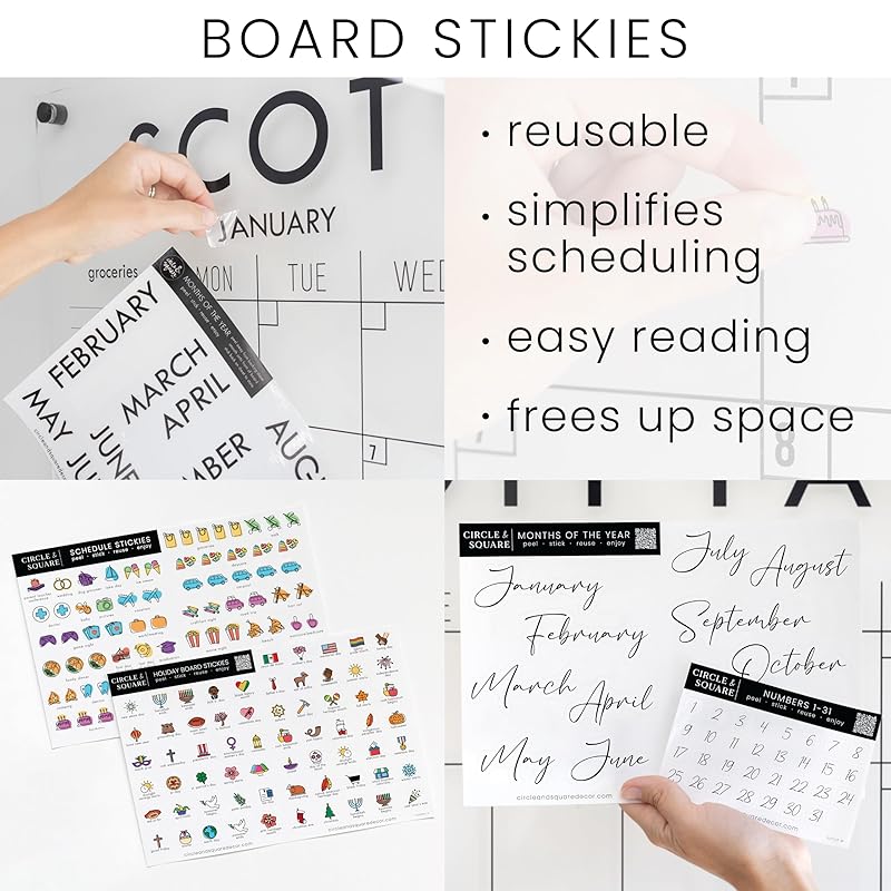 Personalized Clear Acrylic Calendar for Wall, Calendar Whiteboard for Wall, Dry Erase Wall Calendar, Wall Calendar Organizer System for Home (Cursive, Grey, 47.5"W x 36"H)