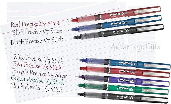 Precise V5 Stick Rolling Ball Pens, Extra Fine Point (.5mm), Blue Ink, 3-pk; Bundle with Plastic Reusable Pouch