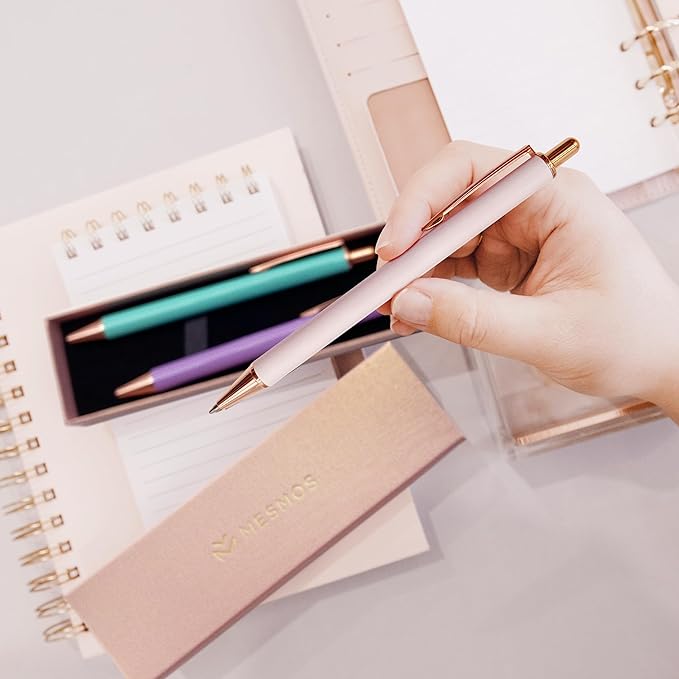 MESMOS 3pc Fancy Pen Set, Cute Nice Journaling Fun Pens for Women, Aesthetic Journaling Luxury Office Pretty Pens