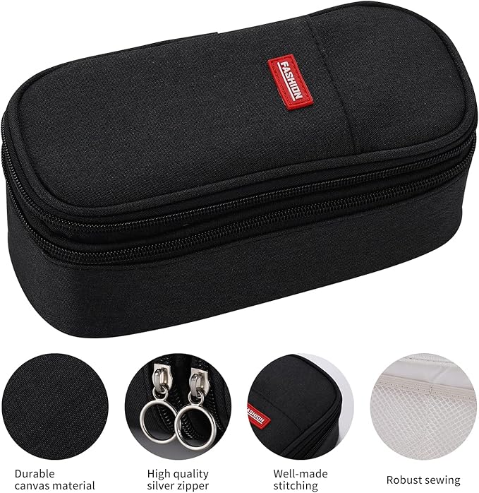 Dugio Big Pencil Case for Boys Organizer Pencil Bag with Zipper Pencil Pouch for School Teens Kids Aesthetic Large Pencil Pouch Black