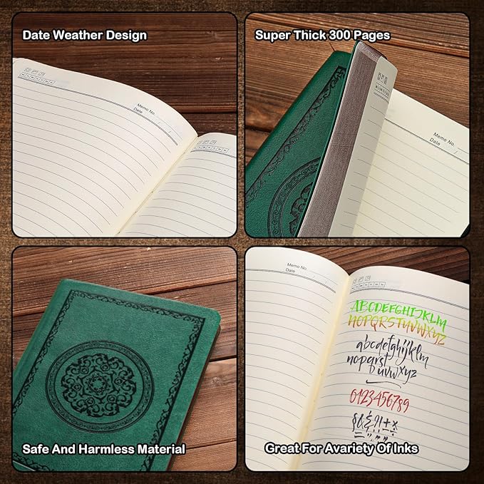 2025 Leather Vintage Journal Notebook,300 Pages,Leather Softcover Lined Journal Notebooks for Women Men,Notebook Journals for Writing Travel,Business,Office,7.1'' X 9.8''