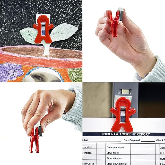 The Pencil Grip Magnet Man People Shaped Magnet Clips, Assorted Color, Set of 12, TPG-13212P