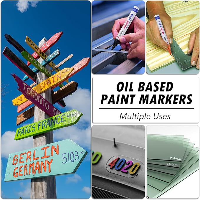 Red Paint Markers, 2 Pack Oil-Based Waterproof Quick Dry Permanent Paint Pen Set for Rocks Painting, Wood, Fabric, Plastic, Canvas, Glass, Mugs, Metal, Tire, Stone, DIY Craft