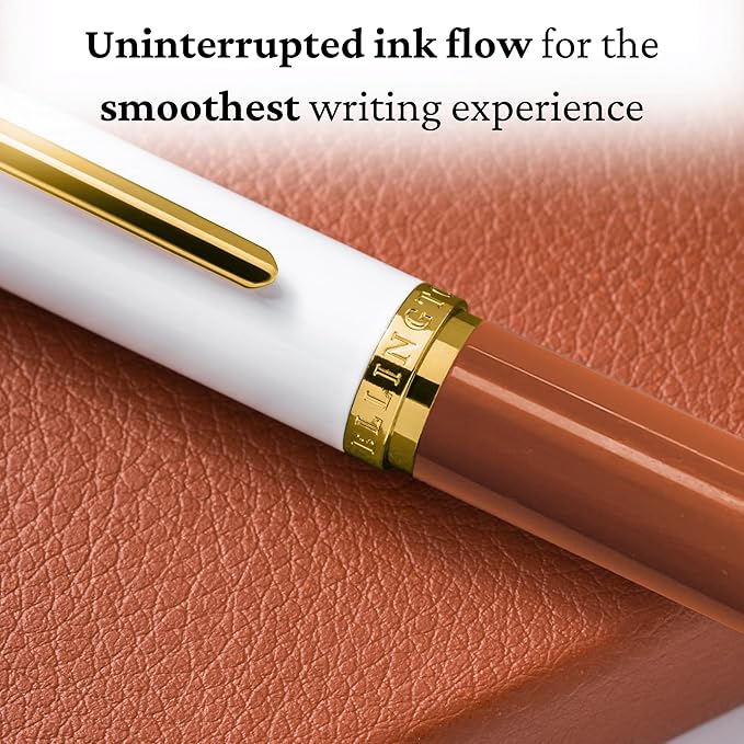Luxury Fountain Pen Set- Fountain Pens for Writing - Smooth Medium Nib - Includes Refillable Ink Converter, 3 Ink Cartridges [Black & Blue], Gift Box - Elegant Calligraphy