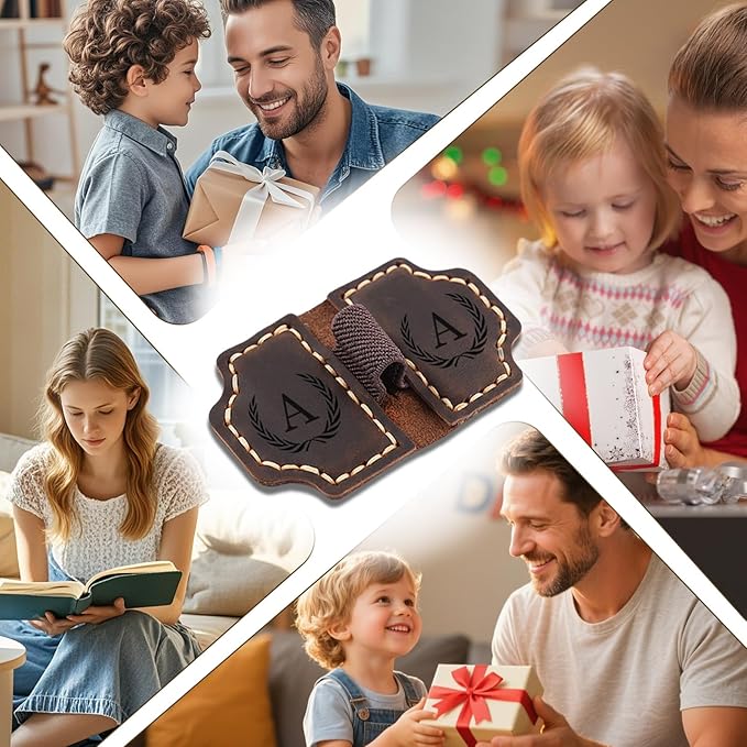 Artlaza Personalized Magnetic Leather Bookmark with Pen Holder - 26 Letters Custom Book Mark with Name Initial Engraved Book Marker for Readers, Book Lovers, Travelers - Gift for Women & Men(Brown，K