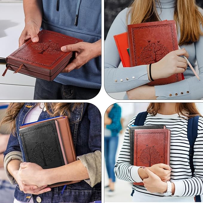 Leather Journal Notebook,300 Pages Hope Tree Softcover Lined Notebook for Women Men,300 Travel,Business,Work,Office,School Note Taking,5.7'' X 8.3''(black)