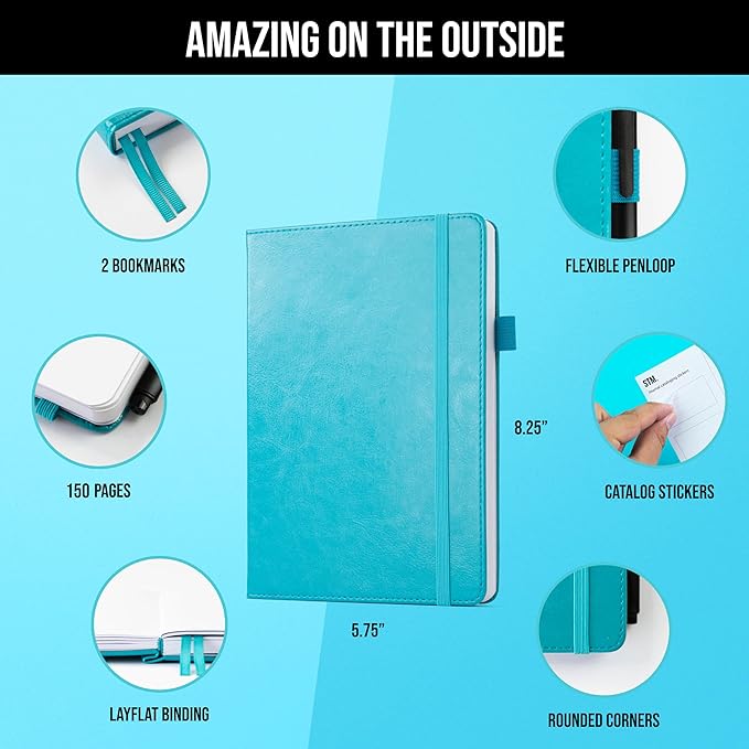 Scribbles That Matter A5 Bullet Dotted Journal Notebook | Vegan Hard Cover, 120gsm bleedproof thick paper, 150 pages, 5.75 x 8.5in, 2 bookmarks, tab stickers, penloop | For Work | Grey