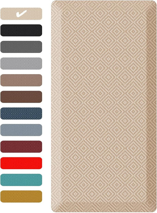 Ophanie Kitchen Mats for Floor, 3/4 Inch Thick Kitchen Rugs, Anti Fatigue Standing Cushioned Mat, Waterproof,Comfort Ergonomic Mat for Office, Home, Sink, 20''x39'' Beige Non-Slip Bottom