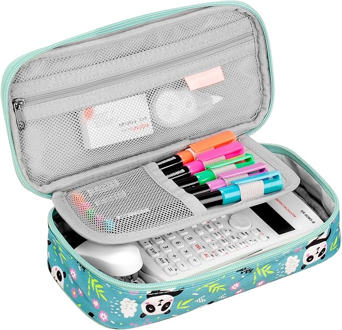 Choco Mocha Cheetah Pencil Case for Girls, Soft Pencil Case Kids Pencils Pouch for Kindergarten Girls, Green
