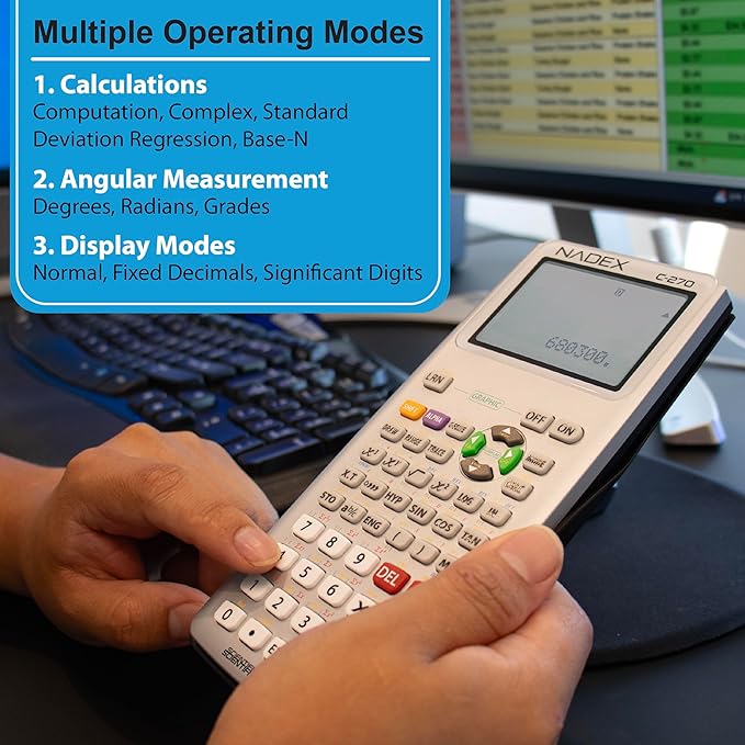 Scientific Calculator with Graph Functions for College and High School Students, Engineering, Advanced Mathematics, Calculus, Algebra, Geometery, Trigonometry, Statistics, Physics, Chemistry - Silver