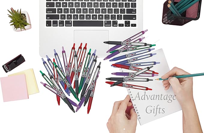Precise V5 RT Retractable Rolling Ball Pens, Extra Fine Point (.5mm), Red Ink, 6-pk; Premium Comfort Grip, Bundle with Plastic Reusable Pouch