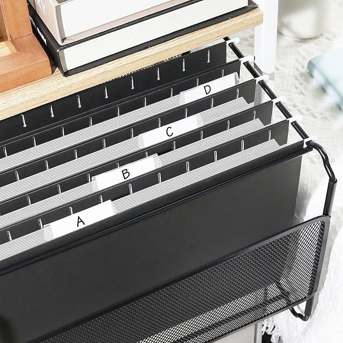 SUNEE 25 Pack Hanging File Folders, Black Folders, Hanging File Folders Letter Size with 1/5-cut Tabs, Stay Organized for Your Home and Office Bulk File and Documents