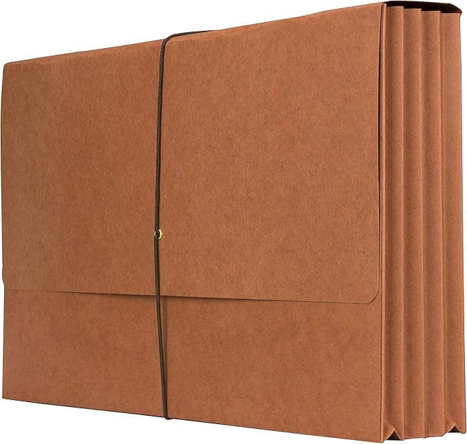 The File King Expanding File Wallet - Legal Size, 50 Redropes | USA Made | 3.5” Expandable File Folders | Redwell Folders Legal Size Wallets | Red Rope Expanding File Folder with Flap & Elastic Cord