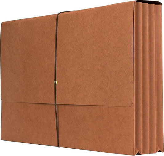The File King Expanding File Wallet - Legal Size, 50 Redropes | USA Made | 3.5” Expandable File Folders | Redwell Folders Legal Size Wallets | Red Rope Expanding File Folder with Flap & Elastic Cord
