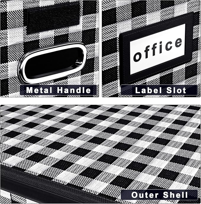 Huolewa Decorative File Organizer Boxes Office Document Storage with Lids, Linen File Storage Organizer Boxes, Universal Hanging Filing Organization Box for Letter/Legal Folder,Home File Storage Bins