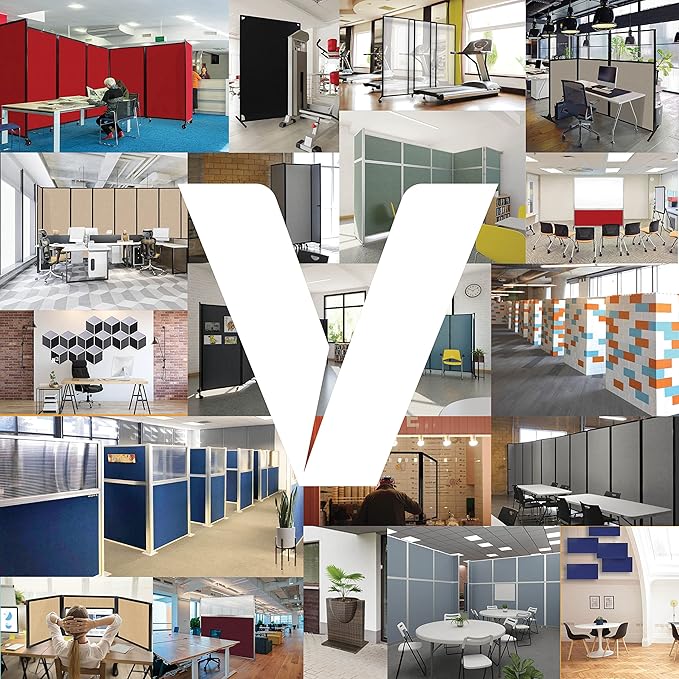 Versare Workstation Partition | Portable Wall Divider | Modern Office Cubicle | Free Standing Privacy Screen | Flexible Work Space | 33" x 70" Slate Fabric Panels