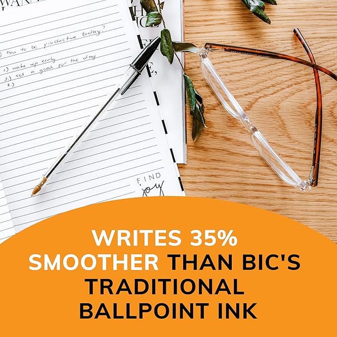 BIC Cristal Xtra Smooth Black Ballpoint Pens, Medium Point (1.0mm), 24-Count Pack, Extra Smooth and Reliable Ballpoint Pens